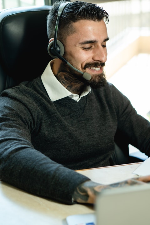 man at call center