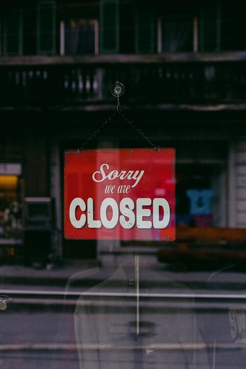 Red and white sign