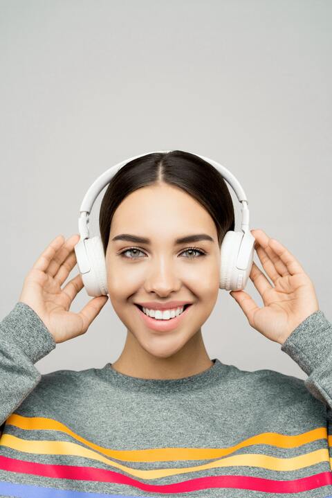 Woman Wearing Headphones